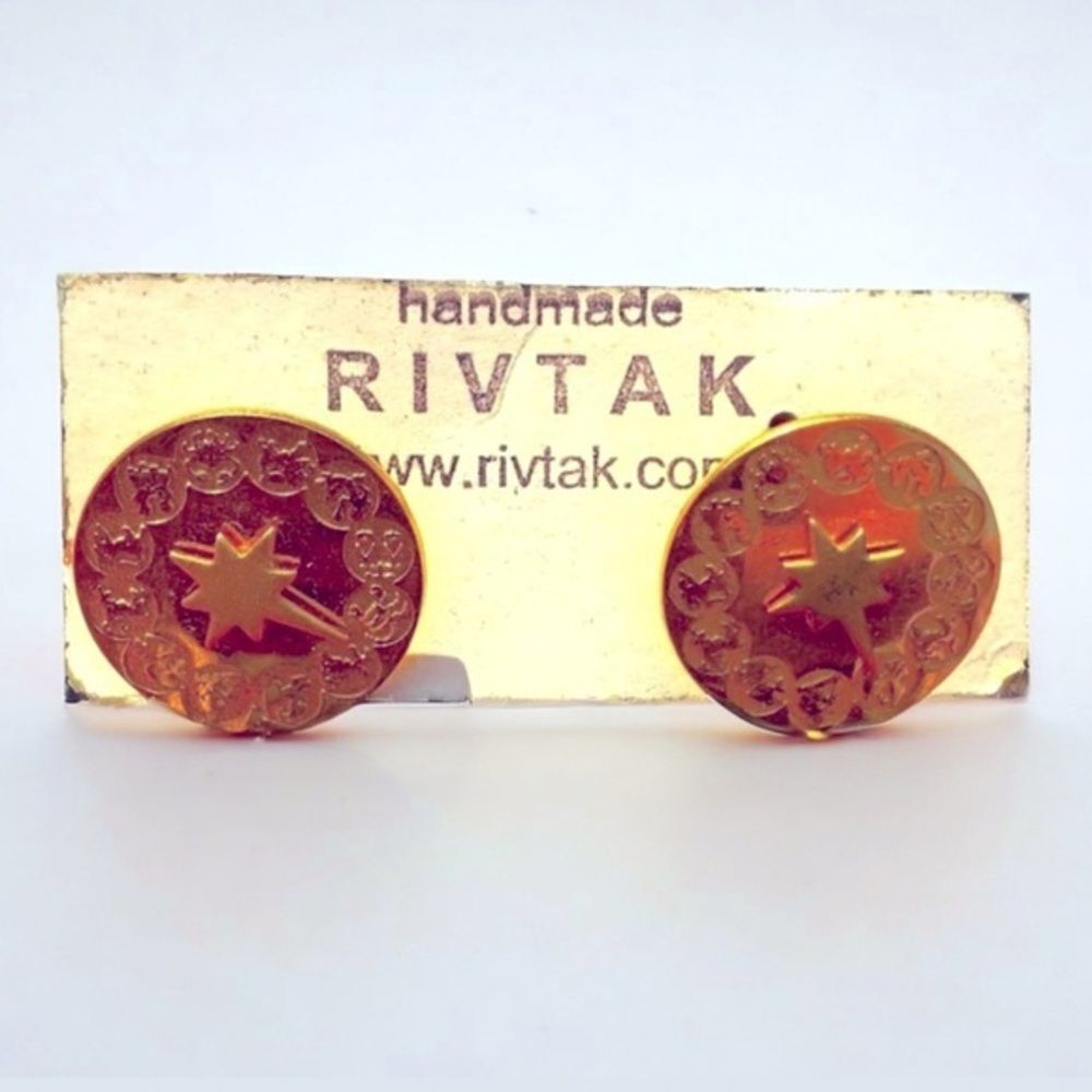 Rivtak Gold Handmade Statement Earrings New Eclectic Avant Garde NWT Maximalist